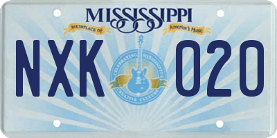 MS license plate NXK020