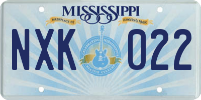 MS license plate NXK022