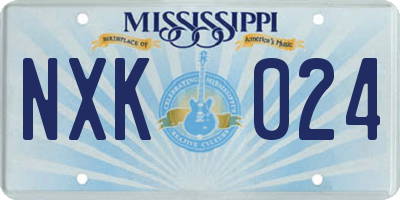 MS license plate NXK024
