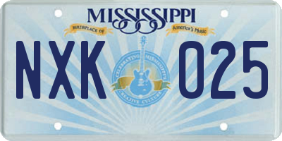 MS license plate NXK025