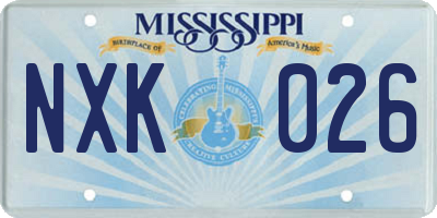 MS license plate NXK026