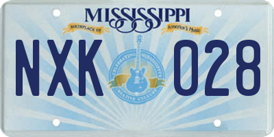 MS license plate NXK028