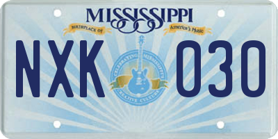 MS license plate NXK030