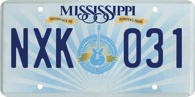 MS license plate NXK031