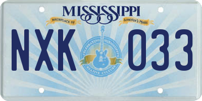 MS license plate NXK033