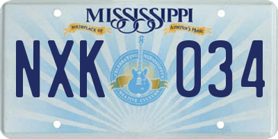 MS license plate NXK034