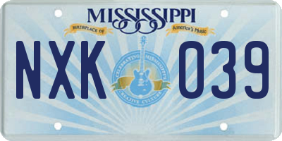 MS license plate NXK039