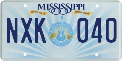 MS license plate NXK040