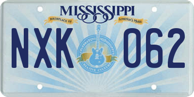 MS license plate NXK062
