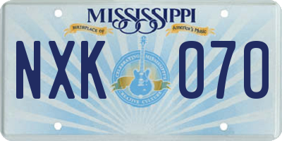MS license plate NXK070
