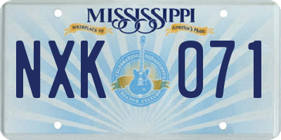 MS license plate NXK071