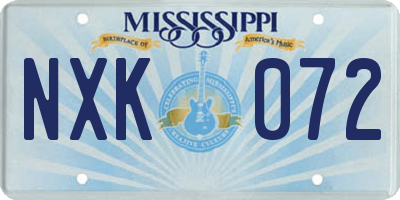 MS license plate NXK072