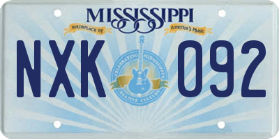 MS license plate NXK092