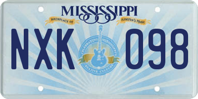 MS license plate NXK098