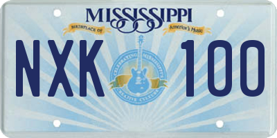 MS license plate NXK100