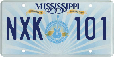 MS license plate NXK101