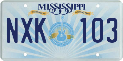 MS license plate NXK103