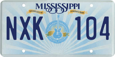 MS license plate NXK104