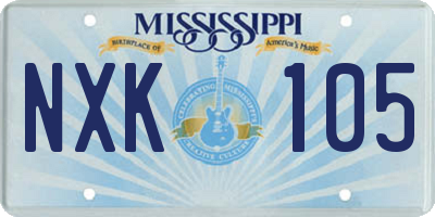 MS license plate NXK105