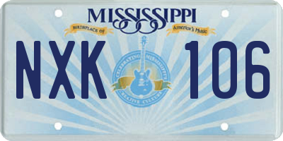 MS license plate NXK106