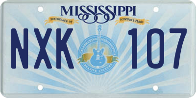 MS license plate NXK107
