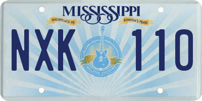 MS license plate NXK110