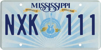 MS license plate NXK111
