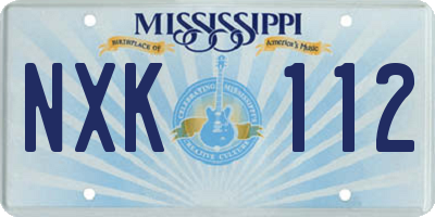 MS license plate NXK112