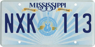 MS license plate NXK113