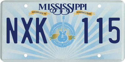 MS license plate NXK115