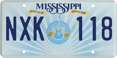 MS license plate NXK118