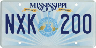 MS license plate NXK200