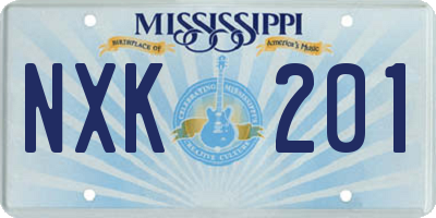 MS license plate NXK201