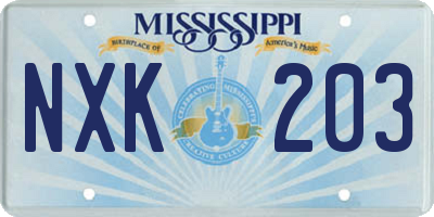 MS license plate NXK203