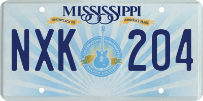 MS license plate NXK204