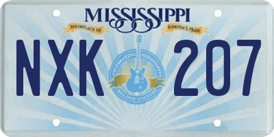 MS license plate NXK207