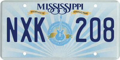 MS license plate NXK208