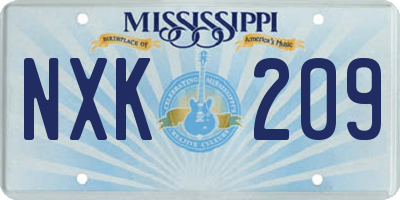 MS license plate NXK209