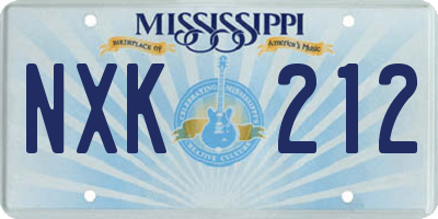 MS license plate NXK212