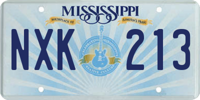 MS license plate NXK213