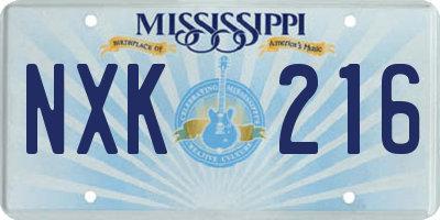 MS license plate NXK216