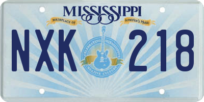MS license plate NXK218