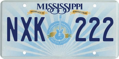 MS license plate NXK222