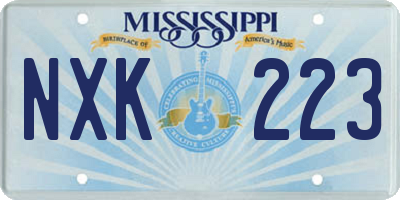 MS license plate NXK223