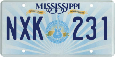 MS license plate NXK231
