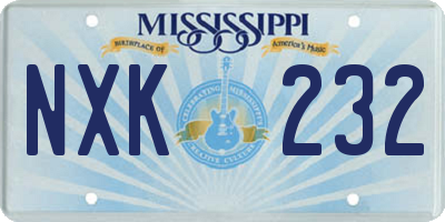 MS license plate NXK232