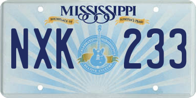 MS license plate NXK233