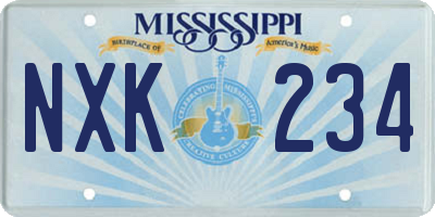 MS license plate NXK234
