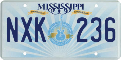 MS license plate NXK236