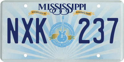 MS license plate NXK237